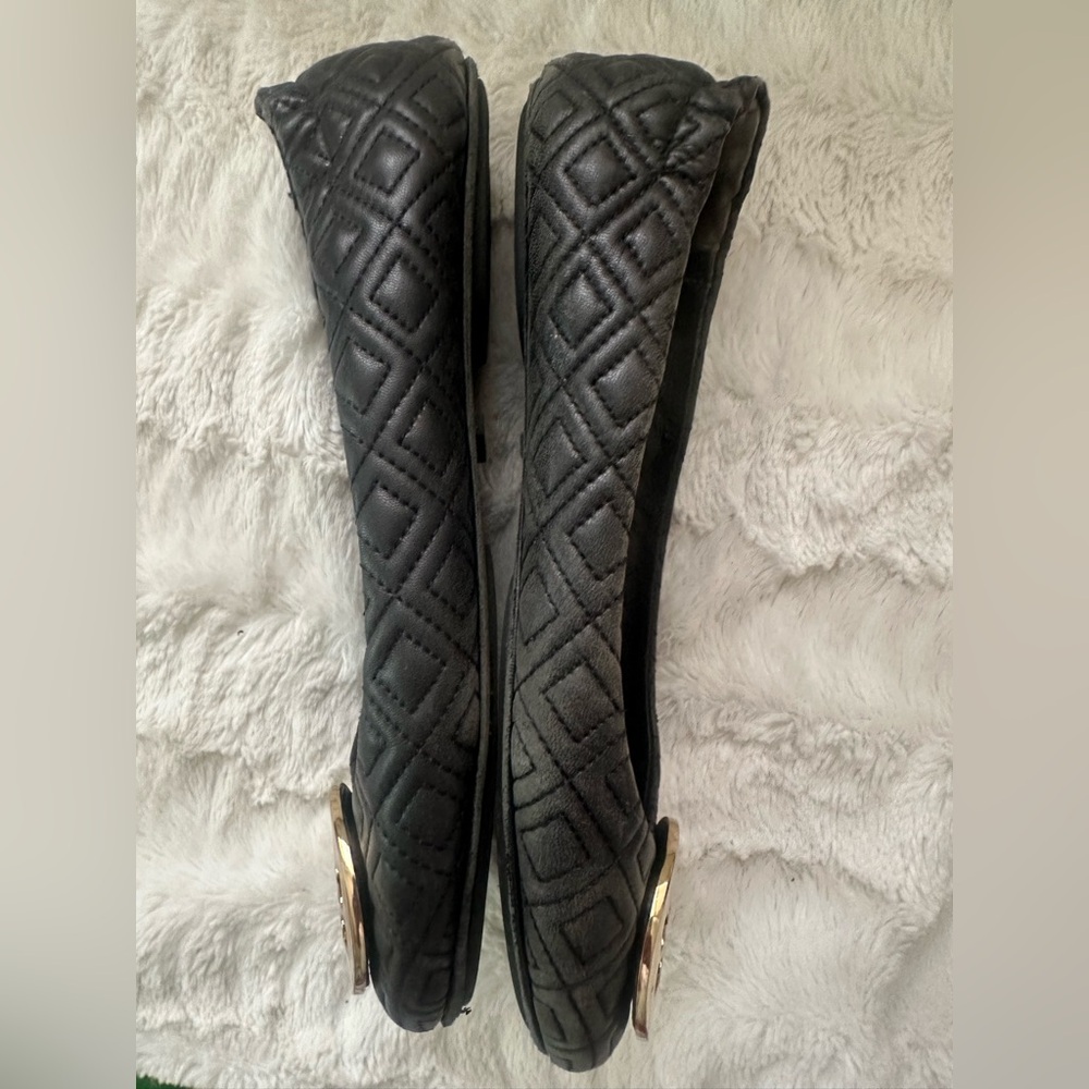 Tory Burch Black Quilted Ballet Flats Size 9 - Picture 3 of 6